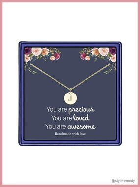 14K Gold Plated Disc Initial Necklace Pendant Lobster Clasp